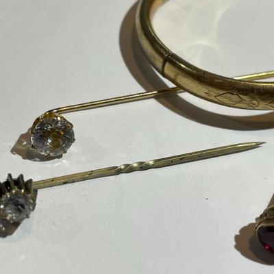 Antique Gold-Filled/Plated Jewelry & Mechanical Pencil Lot as Pictured. Bracelet is Monogrammed. 40