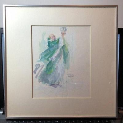 Noted Artist Javier Cabada Priest Watercolor Painted in Peru 1979 12