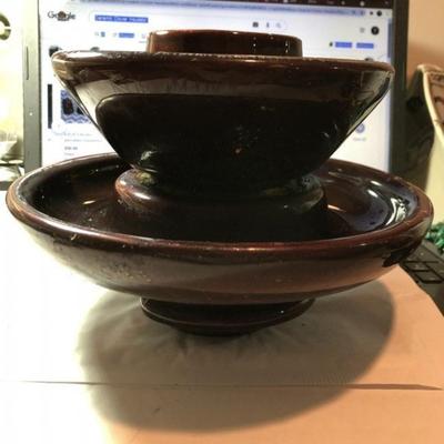 Vintage Ceramic Clover Brown Insulator Approx 9" Diameter Lower Part in Good Condition w/No Cracks or Chips. Some Ceramic...