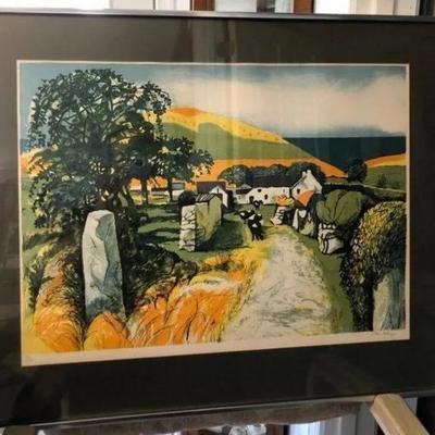 John Elwyn Pencil Signed Limited Edition Lithograph 90/260 Cardiganshire Farm. Frame Size 22in x 26.5in Good Condition Preowned from Estate.