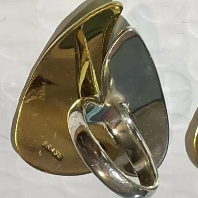 Designer RLM Studio Robert Lee Morris Brass & Sterling Silver Ring Size-8 and Matching Pendant in Never Worn Condition.