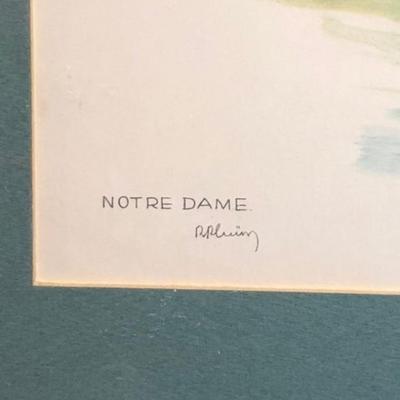 Vintage Rie Pluim Artist Print “NOTRE DAME” Frame Size 15.5” x 18”.