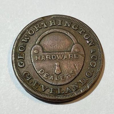 Scarce 1863 Cleveland Ohio. George Worthington Civil War Store Card Token as Pictured.