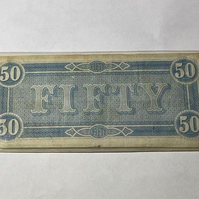 Confederate States of America 1864 $50 Circulated Condition Banknote/Currency as Pictured.