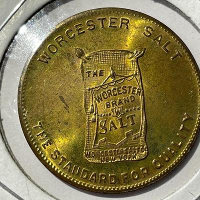 Worcester Salt~1920s Membership Don't Worry Club Swastika Advertising Token/Coin in Uncirculated Condition.