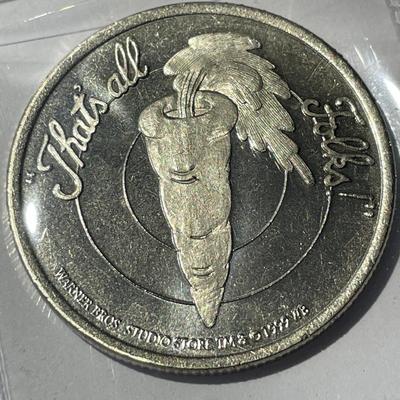Bugs Bunny Carrotus Digestium 1999 That's All-Folks Warner Bros Movie Token in Good Preowned Condition.