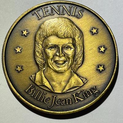 Vintage Billie Jean King Tennis Superstars Medal in Good Condition.