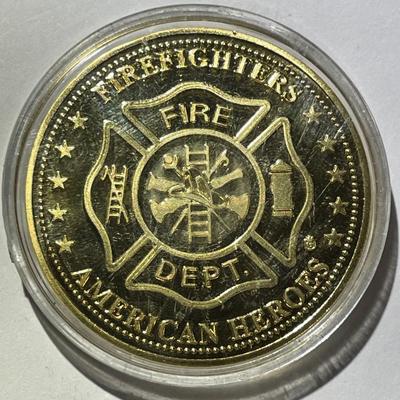 A Firefighter's Creed Commemorative Coin Encircled by the creed 