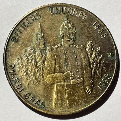 1969 U.S. ARMY 1888 OFFICER'S UNIFORM Bronze Mardi Gras Doubloon/Medal in Good Condition,