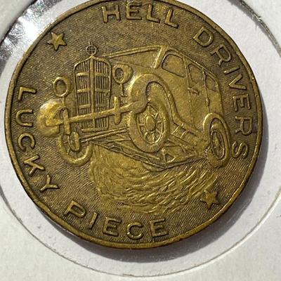 Vintage Scarce Lucky Teter Hell Drivers Lucky Medal/Token were only Available at a Show in Fair Condition.