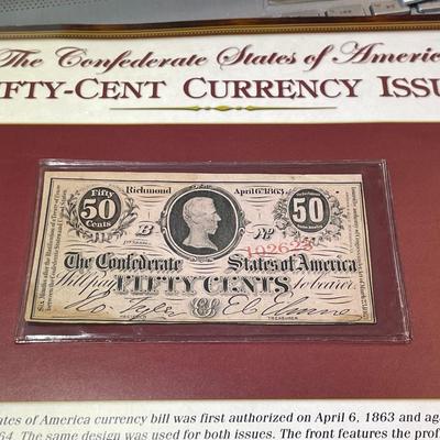 1863 50c Fifty Cent Note CSA Confederate States Richmond VA in Good Preowned Circulated Condition.