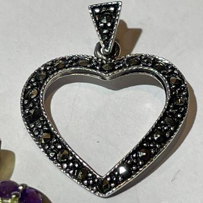 3-Vintage Estate .925 Sterling Silver Heart Pendants in Very Good Preowned Condition as Pictured.