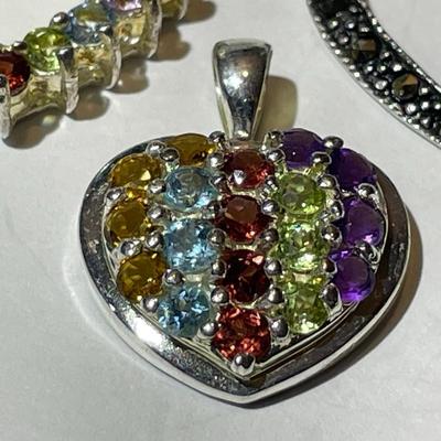 3-Vintage Estate .925 Sterling Silver Heart Pendants in Very Good Preowned Condition as Pictured.