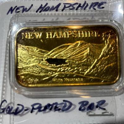 Vintage New Hampshire 18k Gold-Plated Bar as Pictured.
