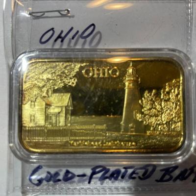 Vintage OHIO 18k Gold-Plated Bar as Pictured.