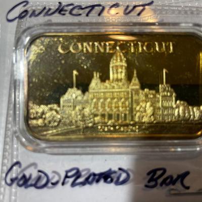 Vintage Connecticut 18k Gold-Plated Bar as Pictured.