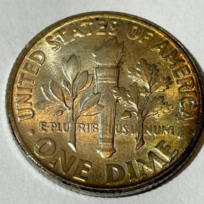 1954-P BU ORIGINAL TONED ROOSEVELT SILVER DIME FOR THE TONED LOVERS.