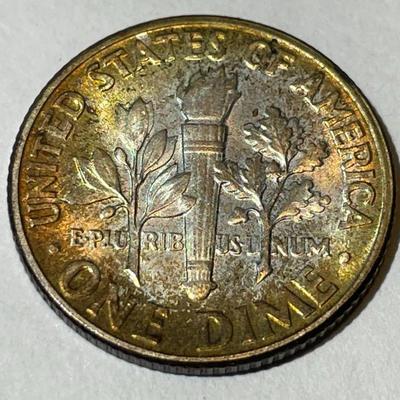 1948-P BU ORIGINAL TONED ROOSEVELT SILVER DIME FOR THE TONED LOVERS.