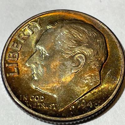1948-P BU ORIGINAL TONED ROOSEVELT SILVER DIME FOR THE TONED LOVERS.