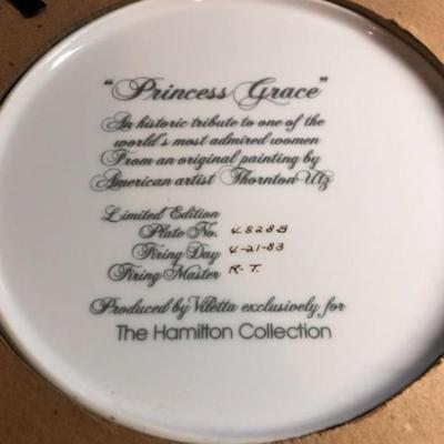 Princess Grace Collectors Plate in Custom Wooden Plate Hanger with Glass Shield as Pictured.