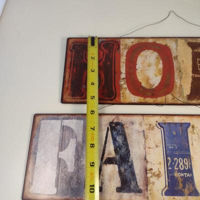 Decorative Tin Signs 'Hope' and 'Faith'