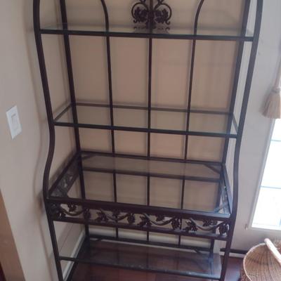 Metal Frame Baker's Rack with Glass Shelves