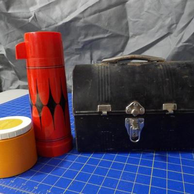 Vintage Lunch Box And Thermoses