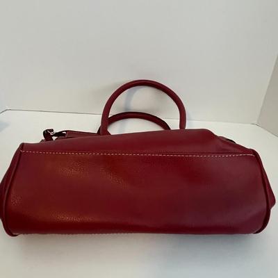 Red leather handbag with adjustable Straps