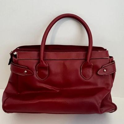 Red leather handbag with adjustable Straps