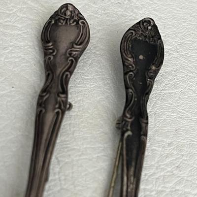 2 Sterling Silver Vintage Spoon Brooch Pin Miniature