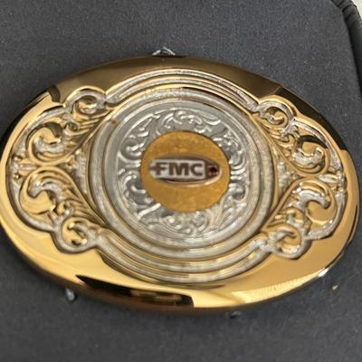 OC TANNER FMC Solid Brass Belt Buckle 10K GOLD EMBLEM