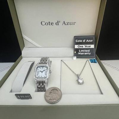Cote d' Azur Ladies Quartz Watch,Necklace