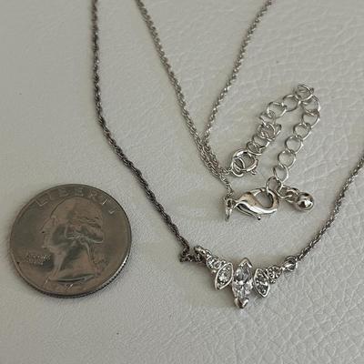 Avon Marquise CZ Necklace & Earring Gift Set Silvertone