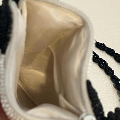 White Black panda Beaded Coin Purse