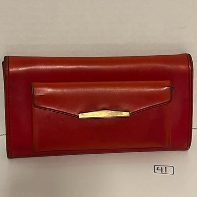 Red leather vintage ladies wallet