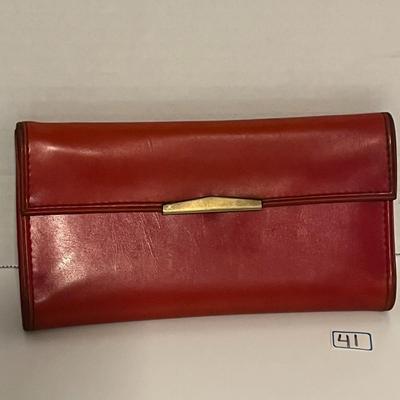 Red leather vintage ladies wallet