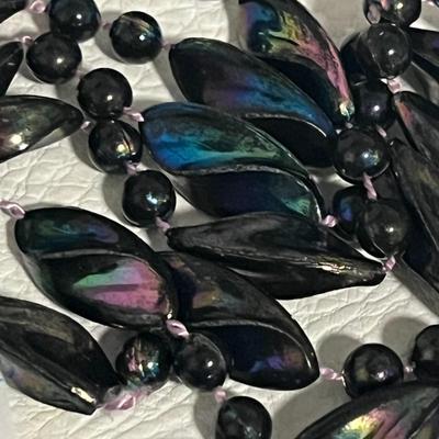 black rainbow Cut Crystal Bead Necklace and earring