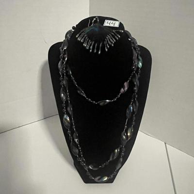 black rainbow Cut Crystal Bead Necklace and earring