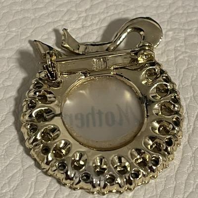 Vintage "Mother" Brooch Pin Gold Tone With clip-on earrings, and Studs