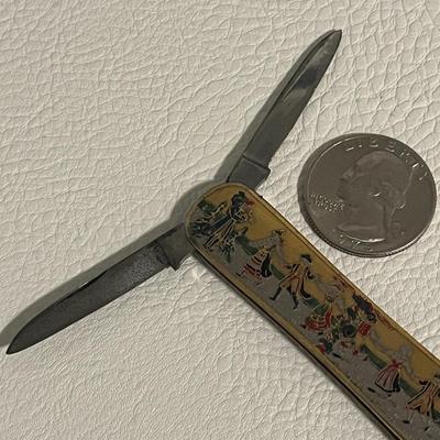 Vintage Pocket Knife With Leather Sheath