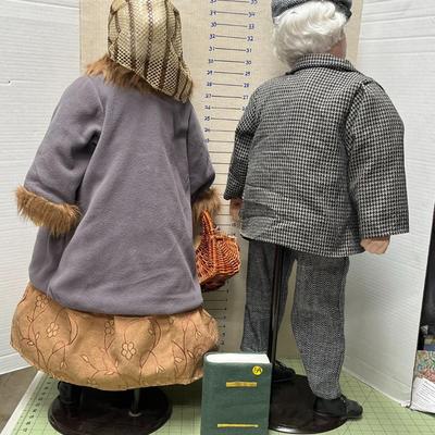Vintage Elizabeth Collection Porcelain Dolls - Elderly Man/Woman 36" with Stands