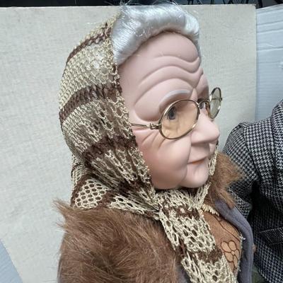 Vintage Elizabeth Collection Porcelain Dolls - Elderly Man/Woman 36" with Stands