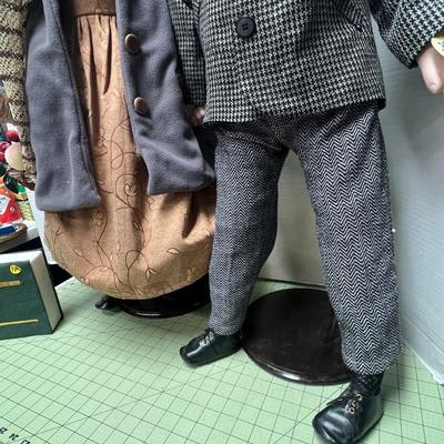 Vintage Elizabeth Collection Porcelain Dolls - Elderly Man/Woman 36" with Stands
