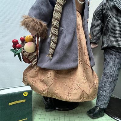 Vintage Elizabeth Collection Porcelain Dolls - Elderly Man/Woman 36" with Stands