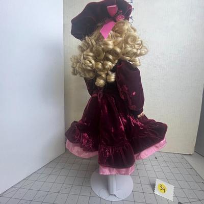 Porcelain Doll in Velvety Dress