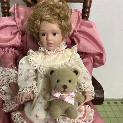 Rare Storytime Porcelain Doll Set By Lia Dileo Mother Daughter & Rocker - Gorham