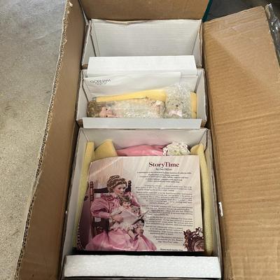 Rare Storytime Porcelain Doll Set By Lia Dileo Mother Daughter & Rocker - Gorham