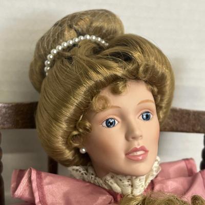 Rare Storytime Porcelain Doll Set By Lia Dileo Mother Daughter & Rocker - Gorham