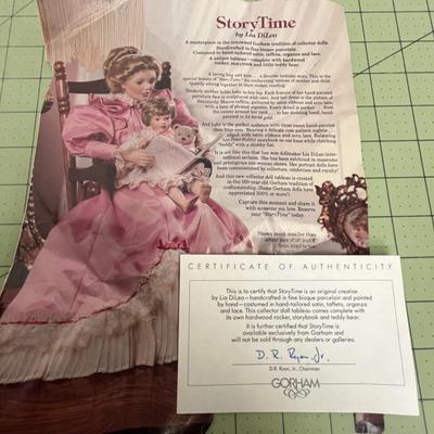 Rare Storytime Porcelain Doll Set By Lia Dileo Mother Daughter & Rocker - Gorham