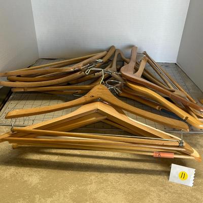 Lot of 18 Vintage Glossy Finish Brown Wooden Hangers